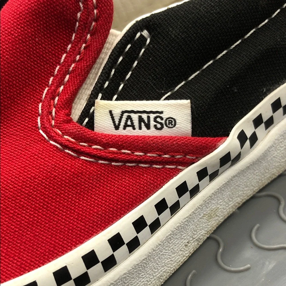 Vans Classic Slip-On Sneakers – Red & Black + Checkered  – Toddler Size 11 US - Picture 9 of 10